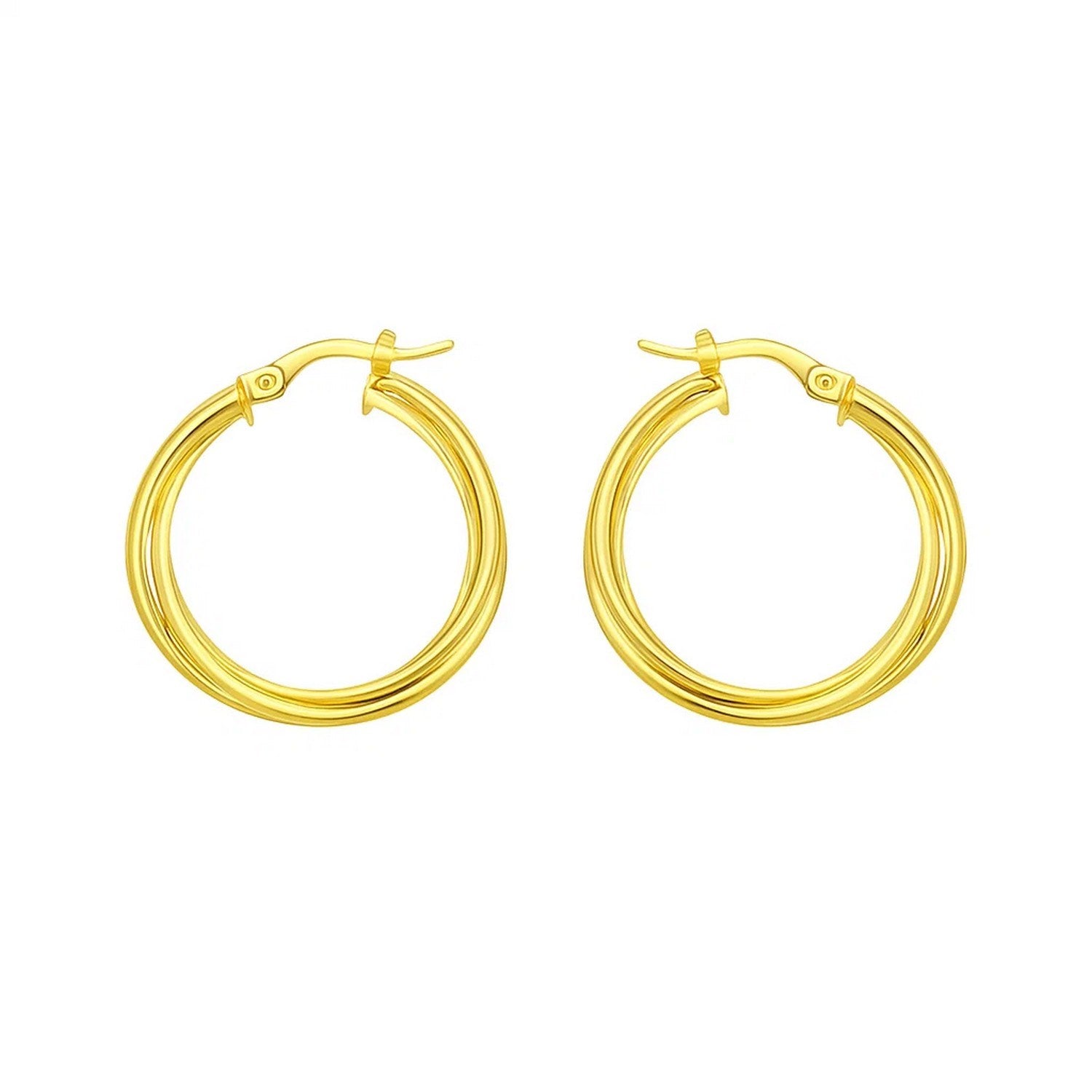 14K Yellow Gold Interlocking Medium Trinity Hoop Earrings