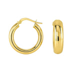 14k Yellow Gold Wide Medium Hoop Earrings with Snap Lock