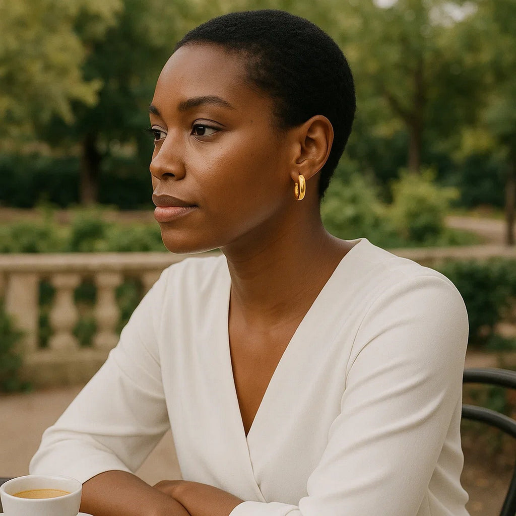 14k Yellow Gold Wide Medium Hoop Earrings with Snap Lock