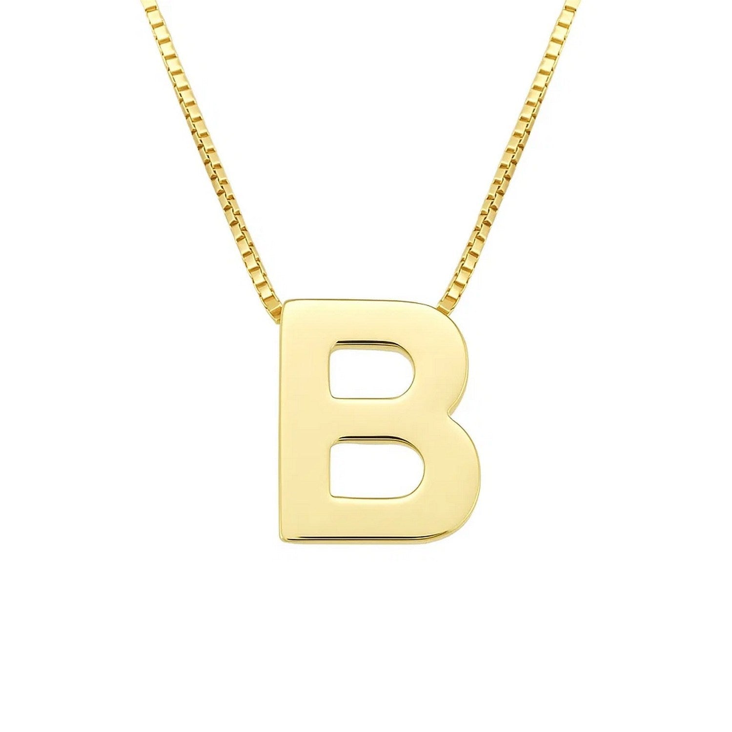 14K Yellow Gold Yours Truly Block Letter Initial B Necklace