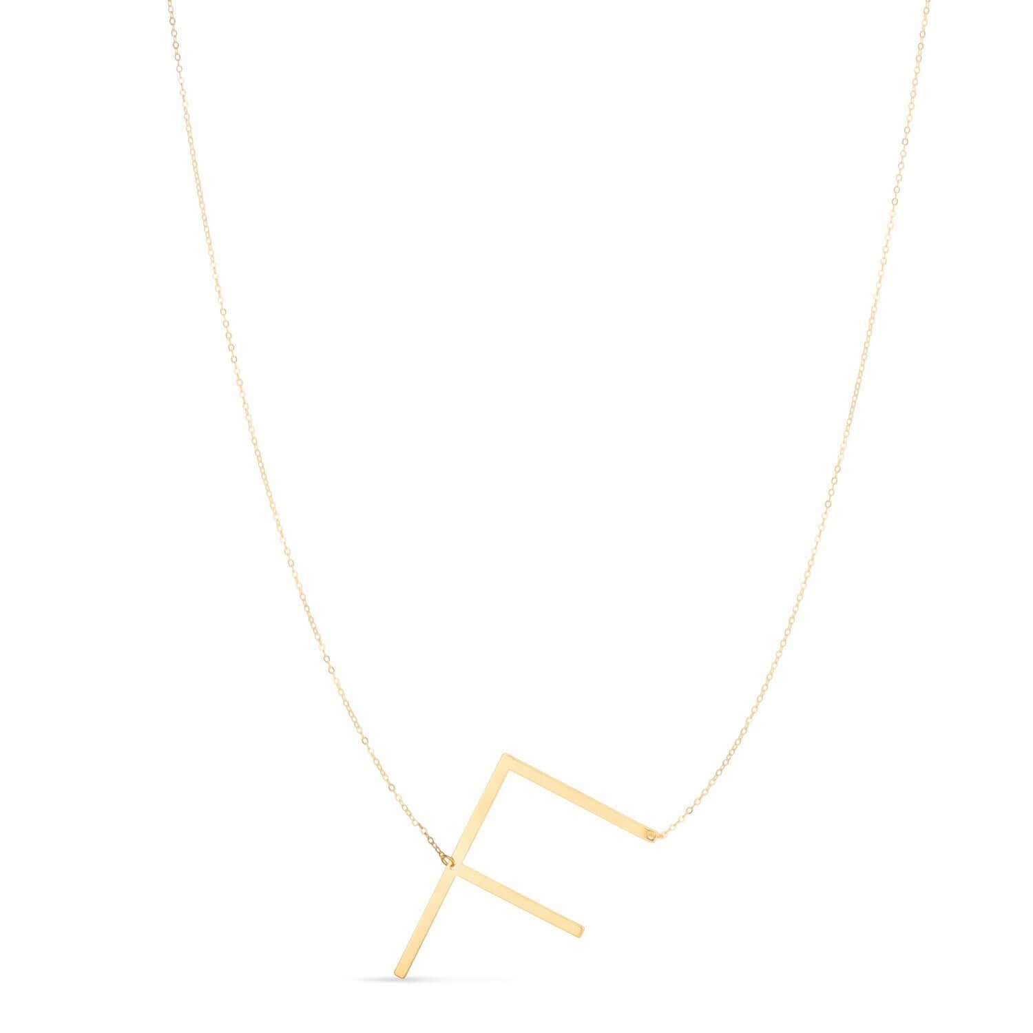 14K Yellow Gold Yours Truly Large Initial F Necklace