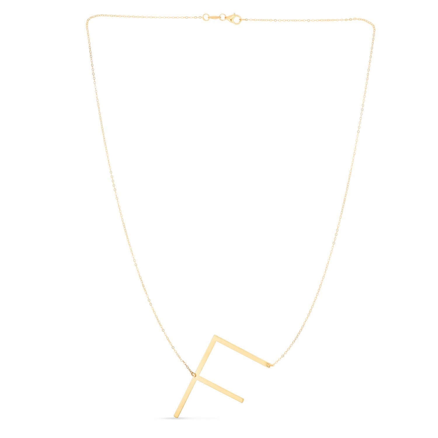 14K Yellow Gold Yours Truly Large Initial F Necklace