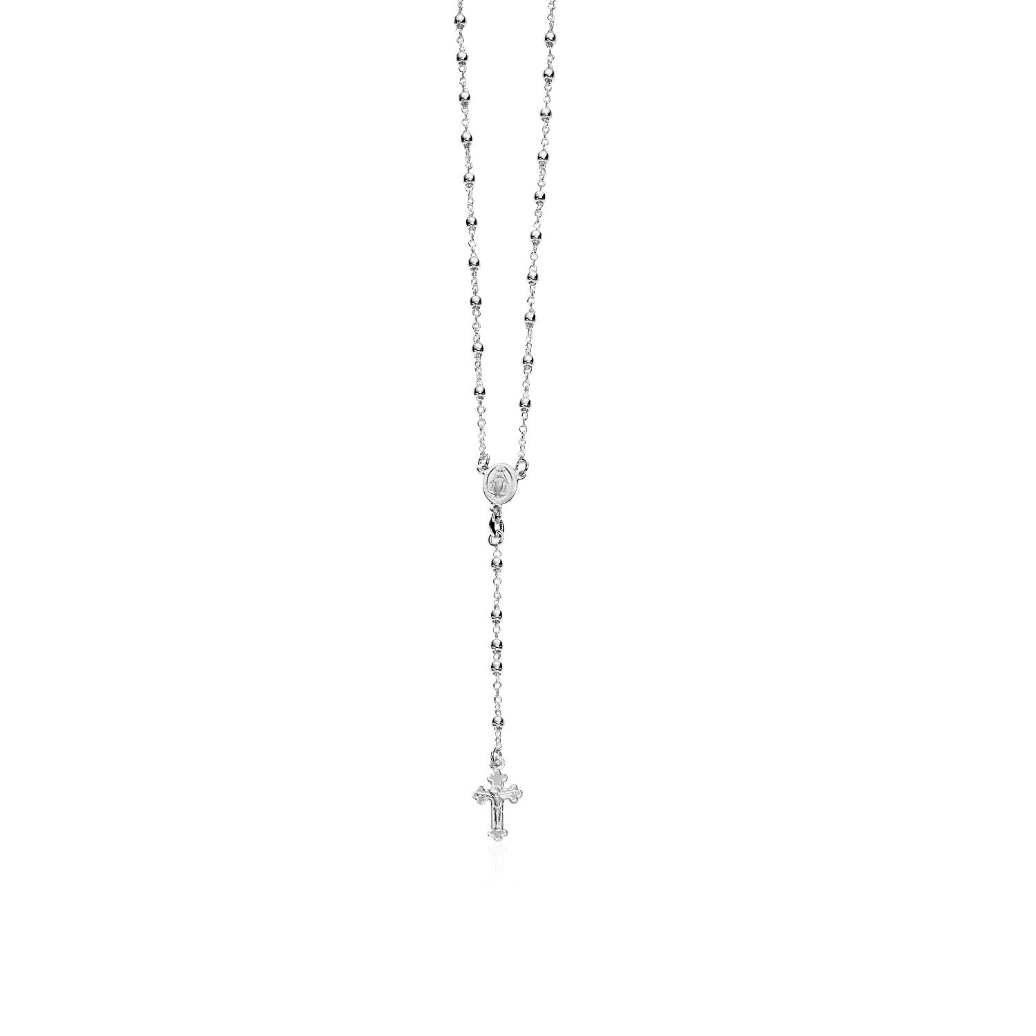 Fine Rosary Chain and Bead Necklace in 925 Sterling Silver