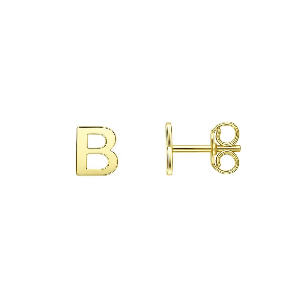 14K Yellow Gold Yours Truly Initial B Stud Earrings