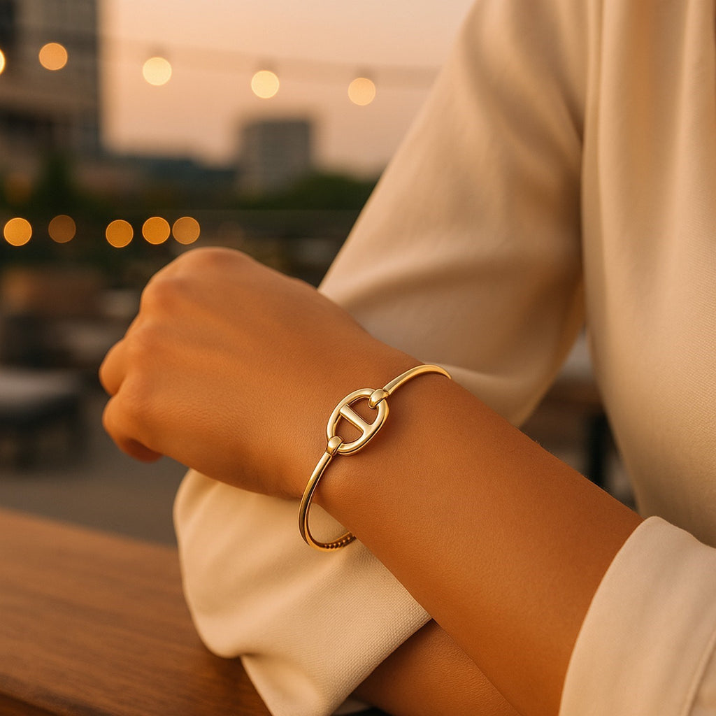 Single Mariner Link Bangle in 14K Yellow Gold (12.00 mm)