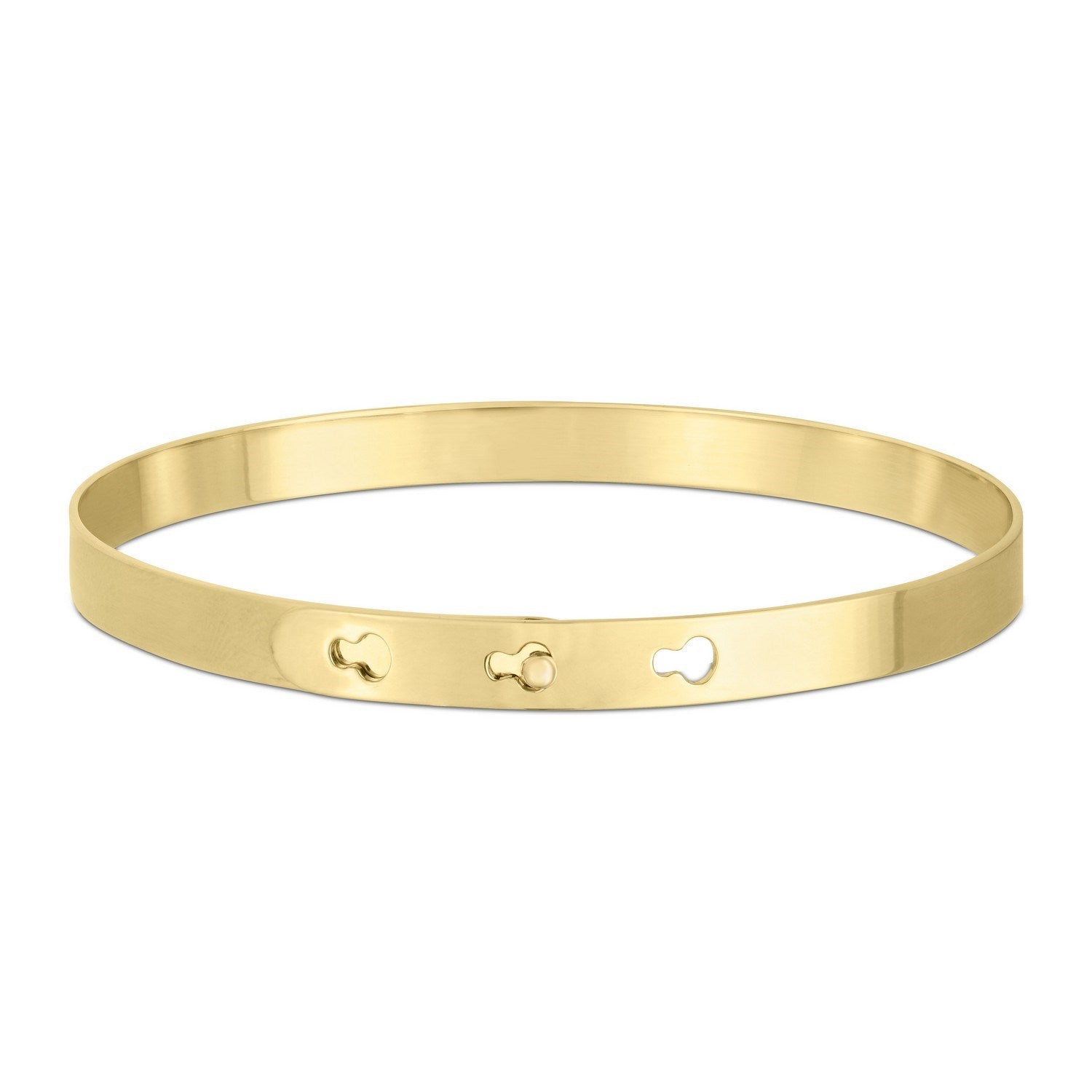 14k Yellow Gold High Polish Keyhole Clasp Bangle 6mm